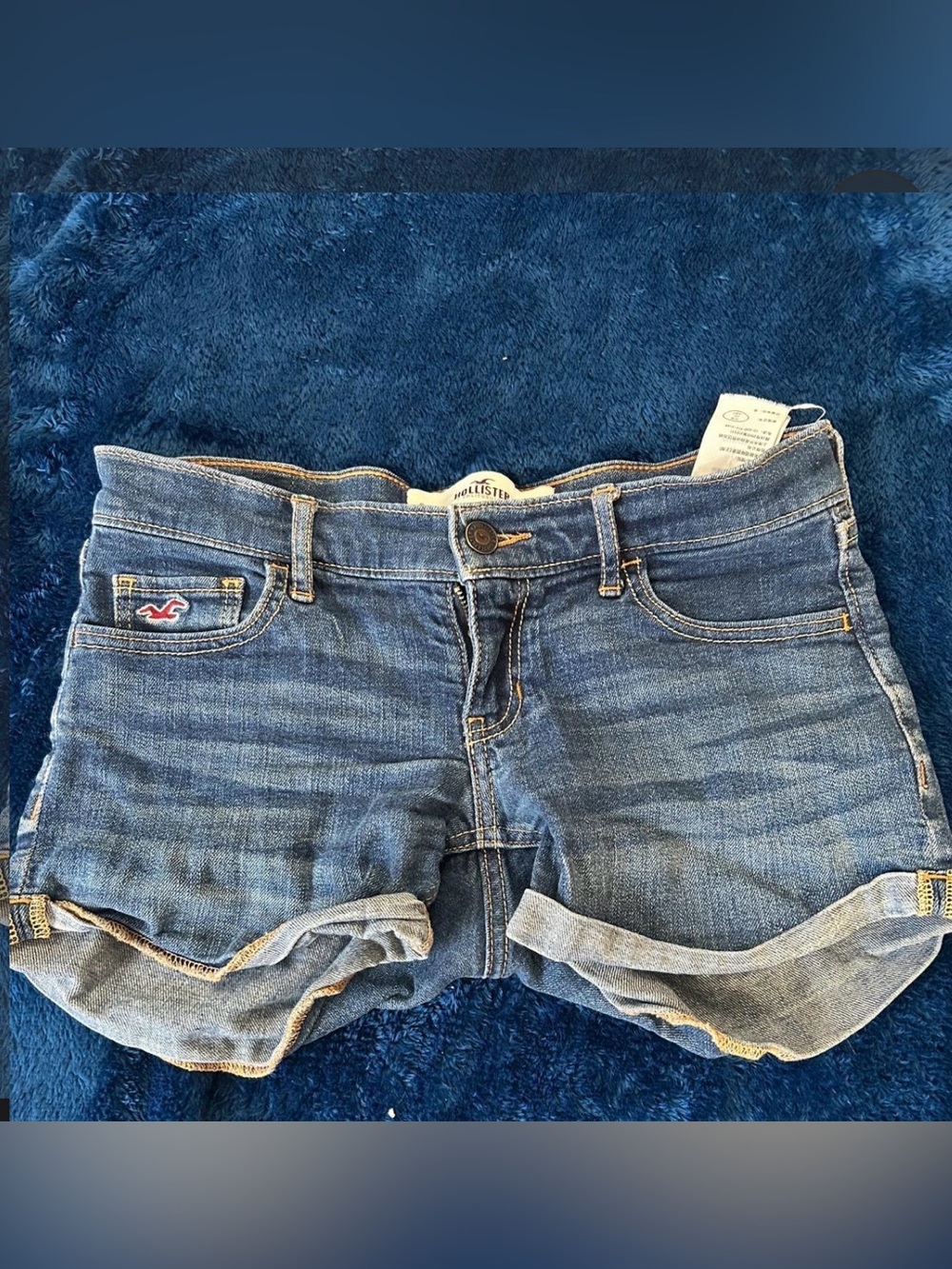 Hollister Blue Denim Rolled Hem Shorts
